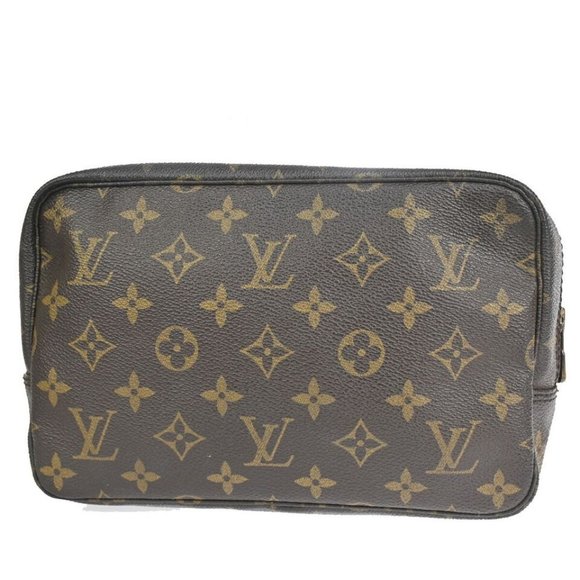 Auth LOUIS VUITTON Trousse Toilette 23 Clutch Hand Bag Monogram Brown - Picture 1 of 16
